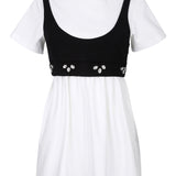 Top Bailey Embroidered with T-Shirt (Black & White)